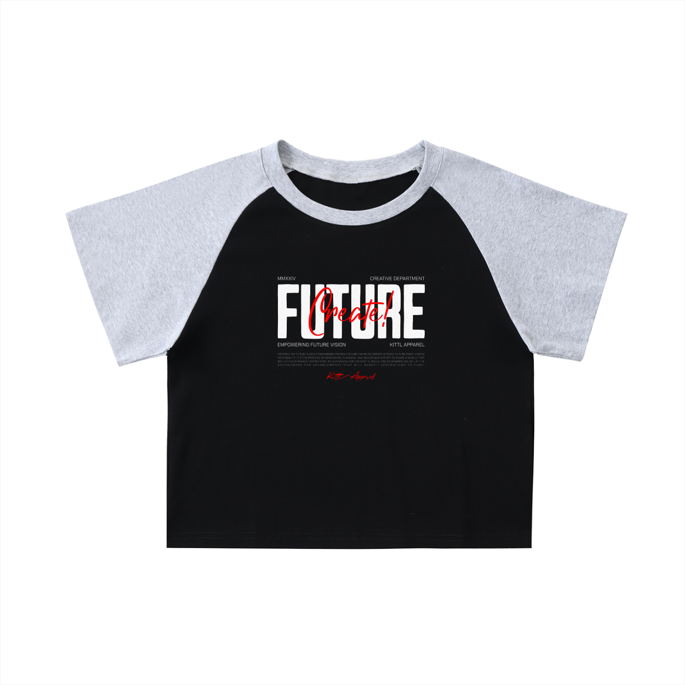 Color-Blocked Raglan Sleeve Crop Top