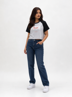 Color-Blocked Raglan Sleeve Crop Top